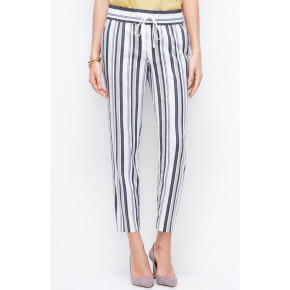 Ann Taylor Striped Cropped Capri Ankle Drawstring Tie Waist Striped Pants 2 XS - Picture 1 of 12